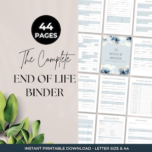 End of Life Planner Printable, Emergency Binder, What If Binder, Just In Case, Last Wishes, Estate Planning, When I Die Planning
