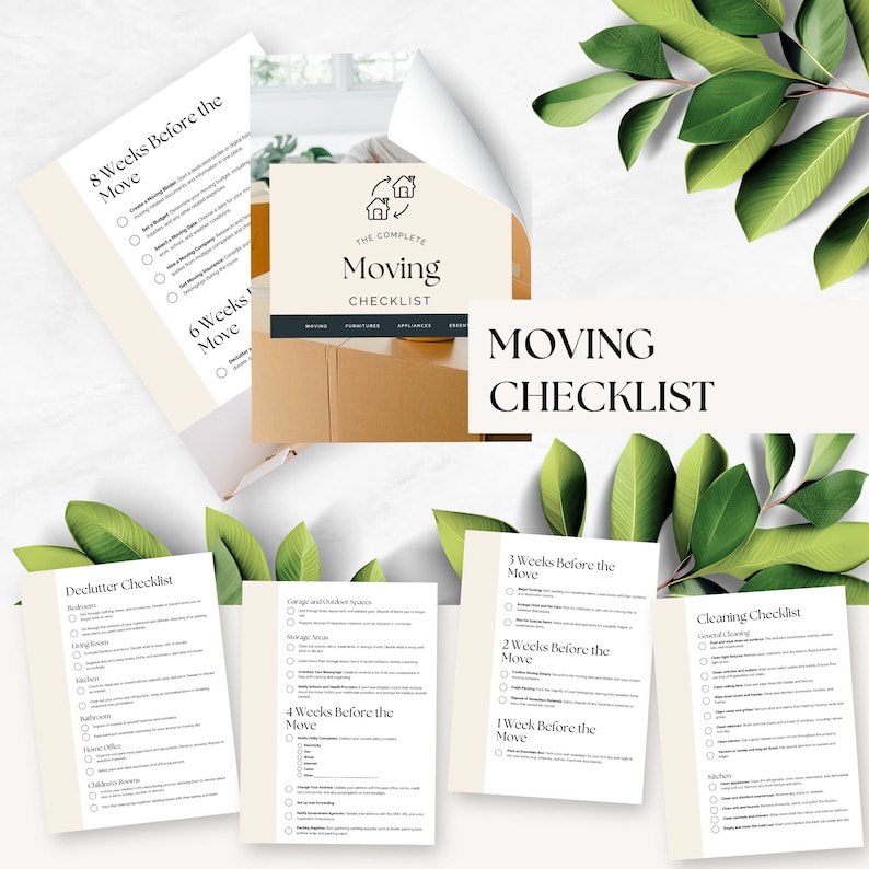 Moving Checklist and Planner Printable, Relocation Guide, New Home Essentials, Professional ...