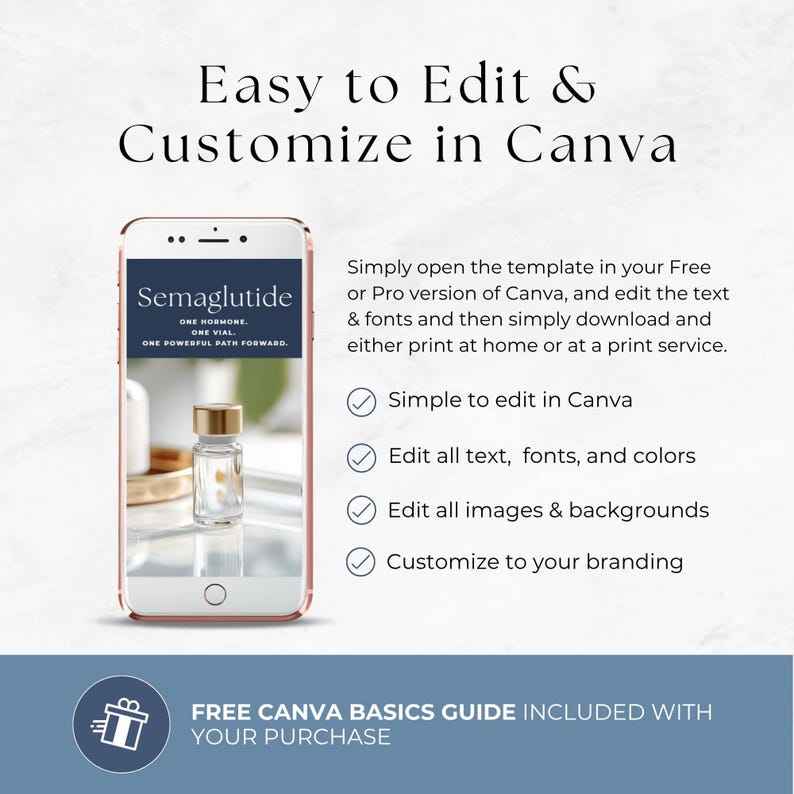 GLP1 Social Media Templates, Tirzepatide & Semaglutide Marketing, Medical Weight Loss Instagram Kit, Editable Canva Posts, Med Spa Clinic Ad image 8