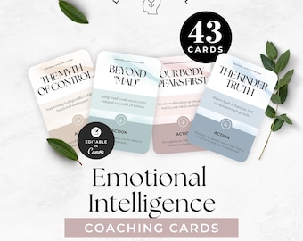 Emotional Intelligence Cards, Life Coaching Tools, Understanding Emotions Exercises, Personal Growth Activities, Mental Health Resource