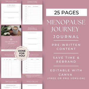 Menopause Journal Template, Womens Wellness Program Resource, Hormone Health Coach Lead Magnet, Editable Template, Perimenopause Tracker immagine 2