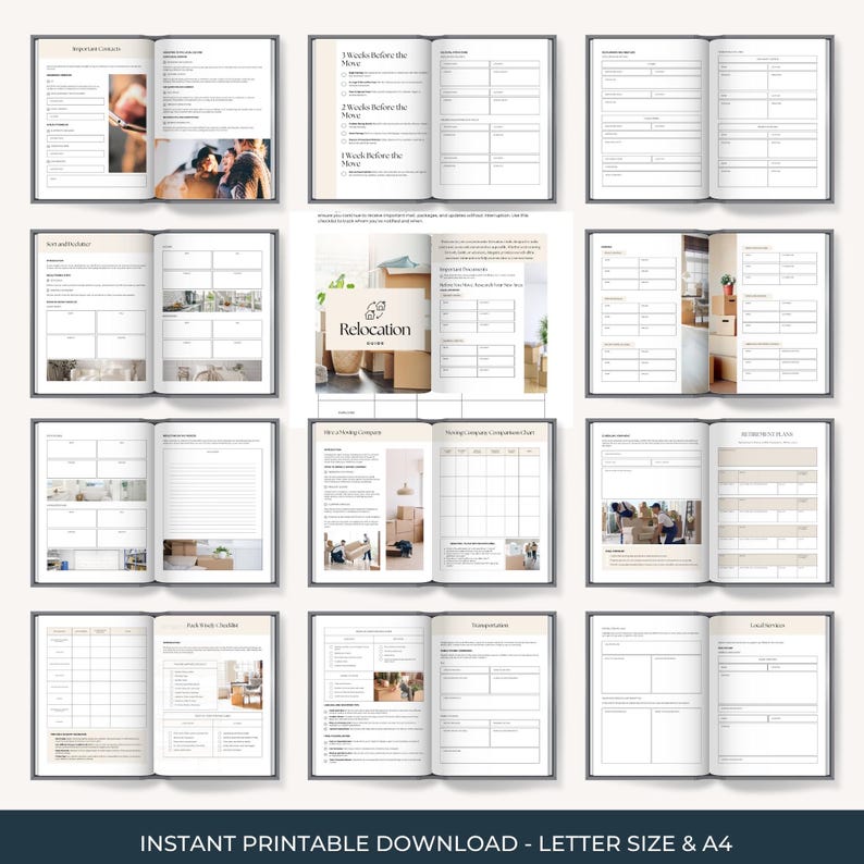 The Complete Relocation Planner and Checklist
64 Pages
Instant Printable Download
Letter Size and A4