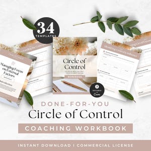 Circle of Control Worksheets Template, Therapy Workbook, Life Coach Program Resource, Anxiety Relief Tool, Self-Help, Emotional Regulation