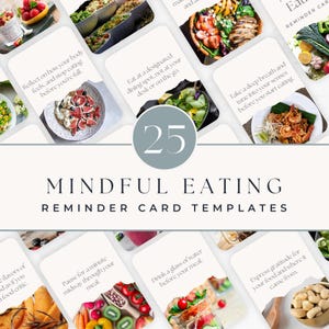 Mindful Eating Reminder Cards, Heath Coach Lead Magnet, Nutritionist Client Resource, Fitness Motivation, Health Tips and Affirmations