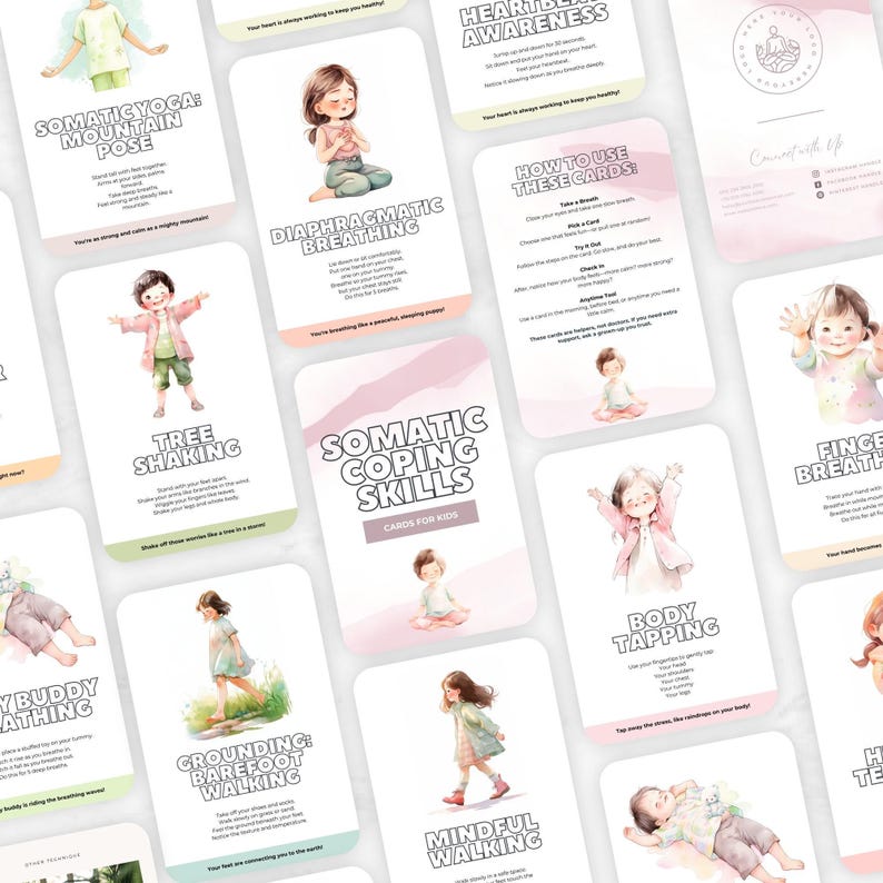 Karty somatyczne dla dzieci, narzędzia do regulacji emocji, umiejętności radzenia sobie z trudnościami u dzieci, ćwiczenia uważności, zasoby terapeutyczne, holistyczne podejście do zdrowia zdjęcie 5