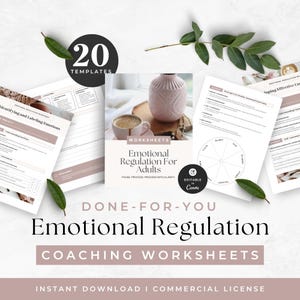 Emotional Regulation Worksheets for Adults, Life Coach Workbook, Therapy Tools, Coping Skills, Self-Regulation, Mindfulness Techniques