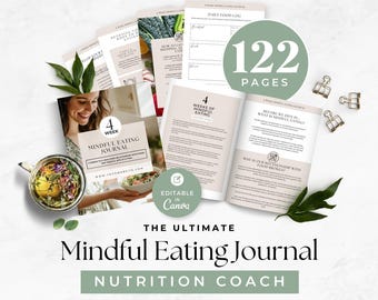 Mindful Eating Journal for Client, Health Coach Lead Magnet, Nutrition Coaching Ebook, Weight Loss Program Resource, Done For You Template