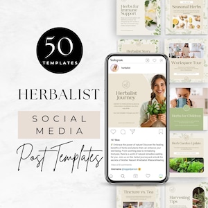 Herbal Social Media Templates, Editable Canva Designs for Holistic Practitioners, Herbalist Instagram Posts, Holistic Health Engagement