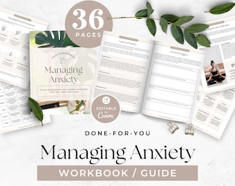 Anxiety Workbook for Adults, Life Coaching Worksheets, Mental Health Guide, CBT Therapy Tool, Stress Relief Technique, Wellness Lead Magnet