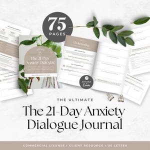 Anxiety Dialogue Journal Template, Mental Health Workbook, Stress Management Tracker, Holistic Wellness Coach Lead Magnet