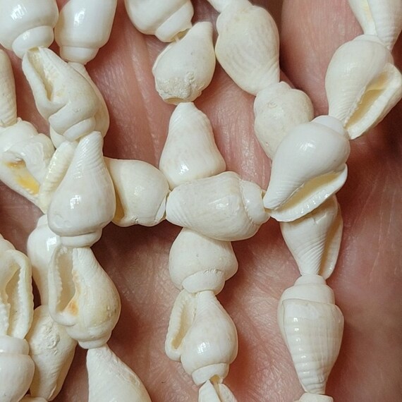 VINTAGE natural shell long necklace white ecru - image 2