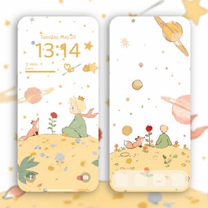 Fondo de pantalla de El Principito para iPhone / Escena de planeta estrellado / Fondo digital de fantasía caprichosa / Cielo celestial lindo / Descarga instantánea 4K