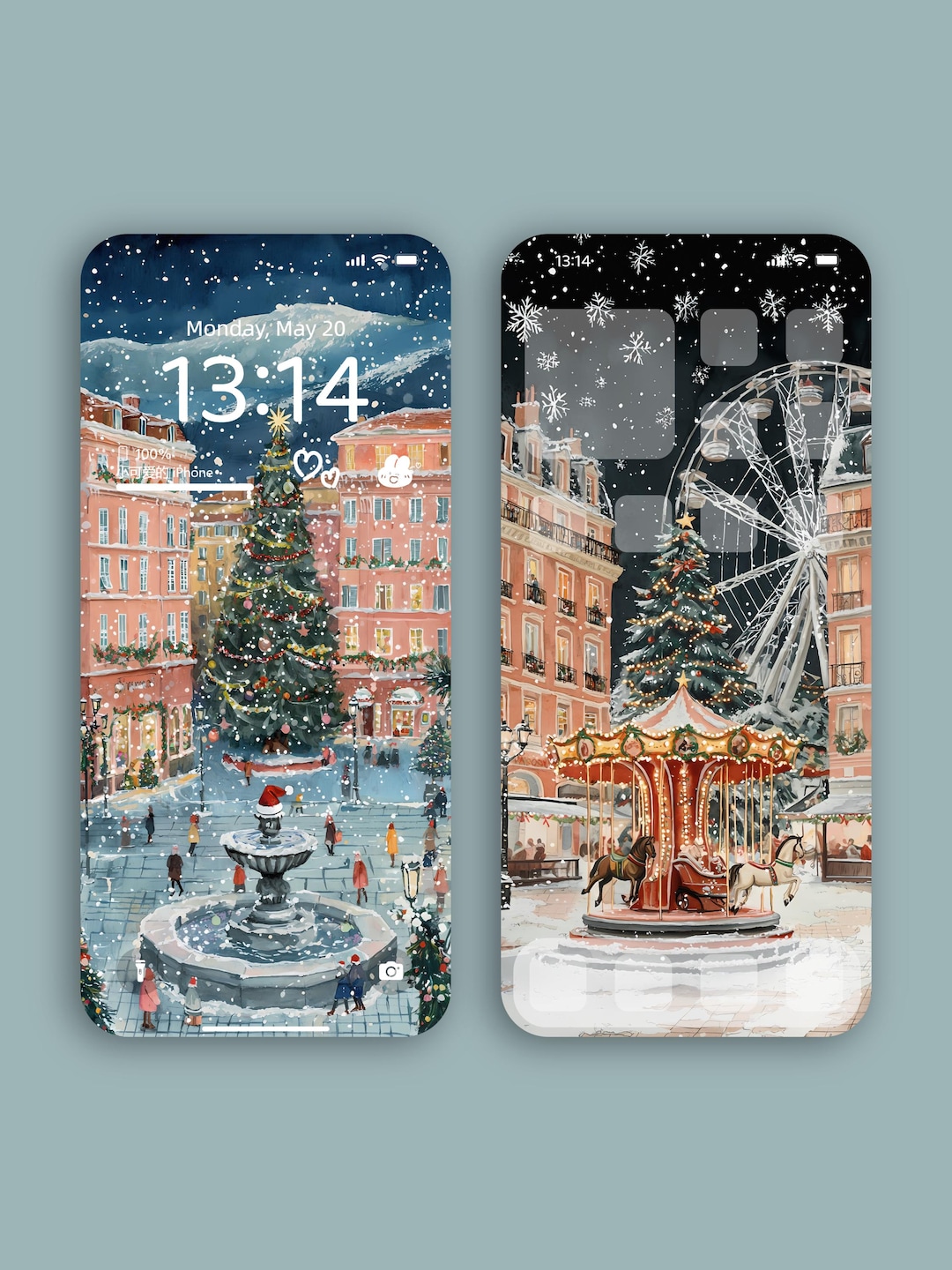 2 Christmas iPhone Wallpapers Set | High-resolution Digital Art