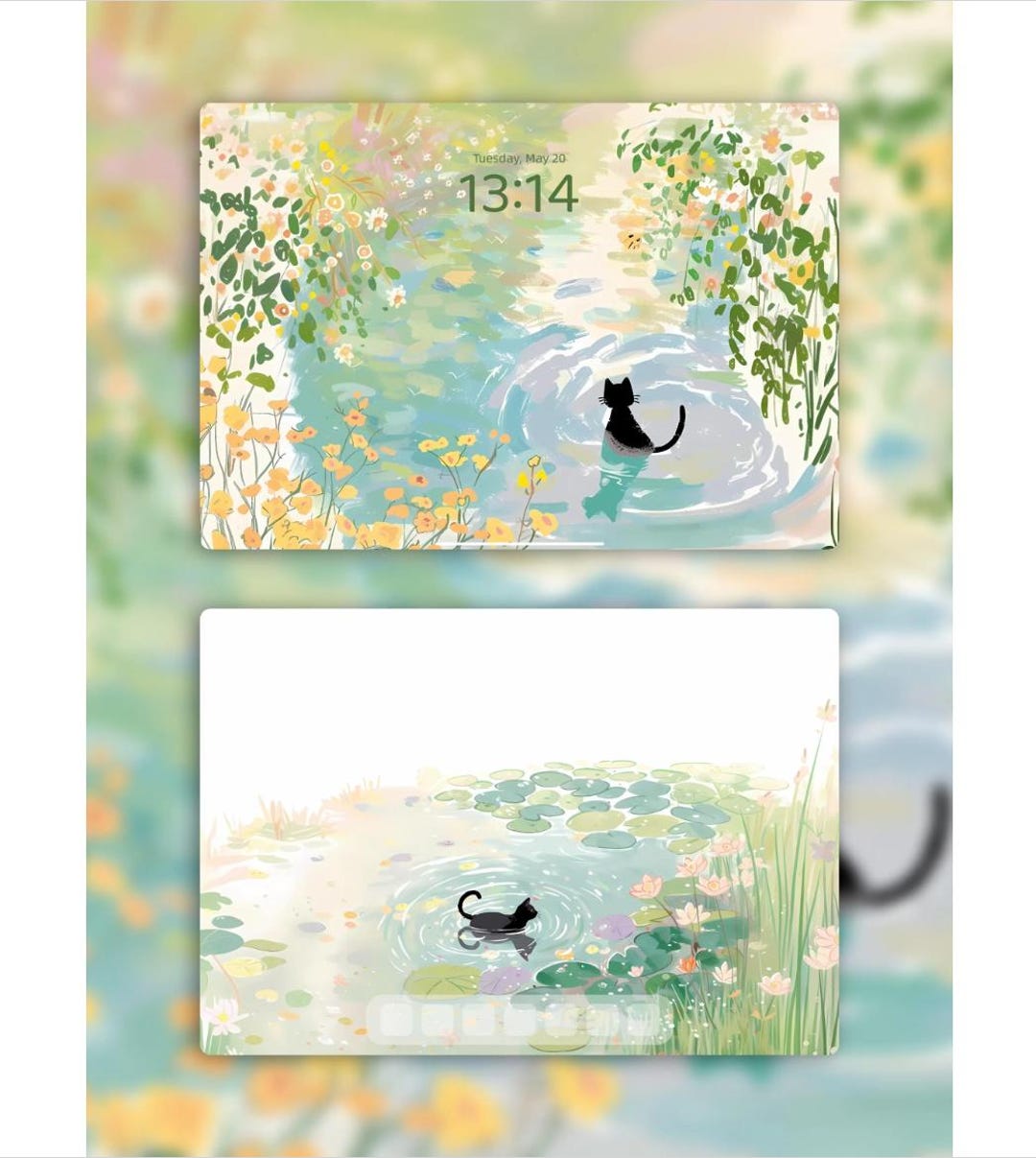 Cute Black Cat iPad Wallpaper Set | 4K Instant Digital Download | Lily ...