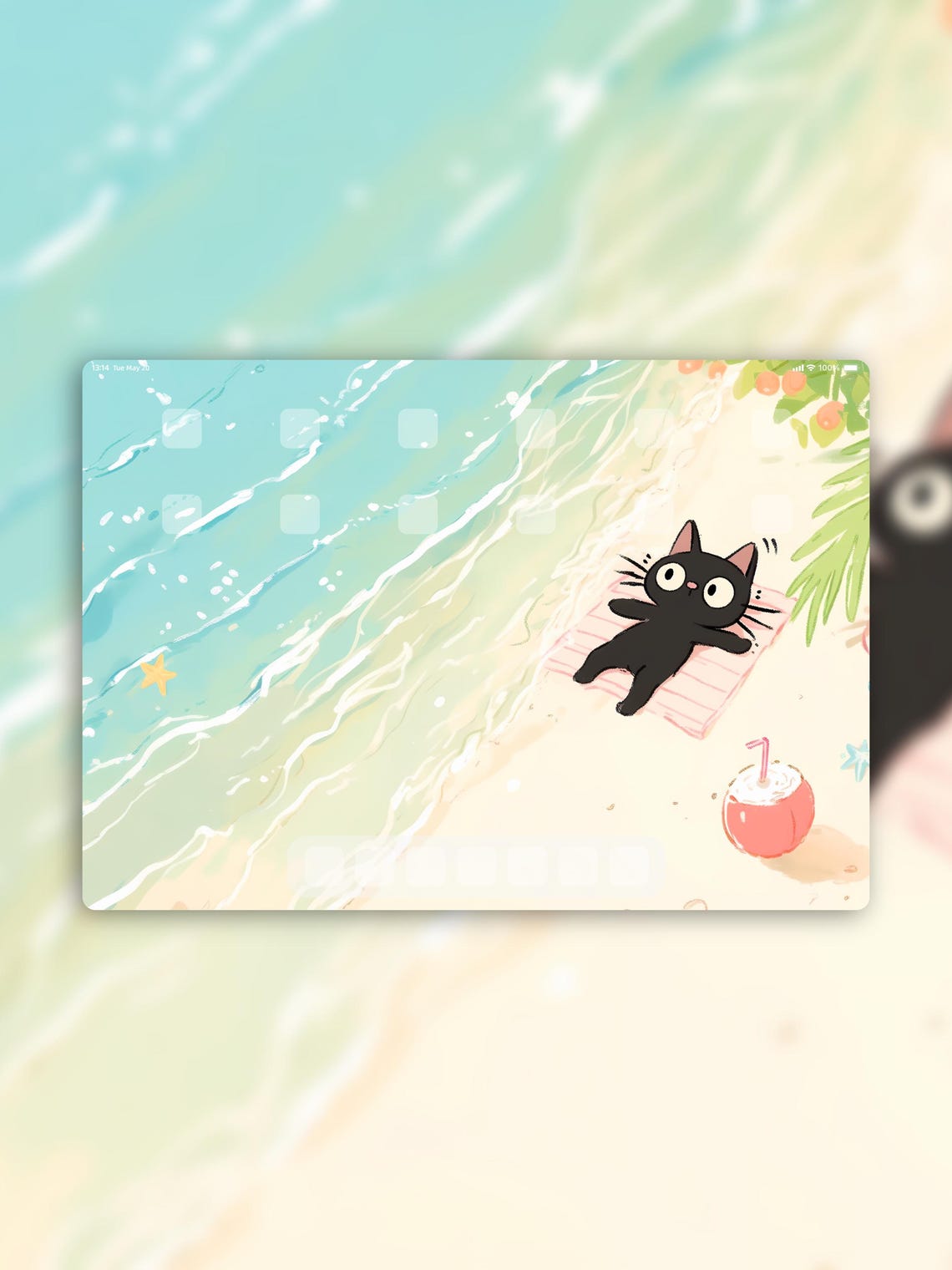 Beach Cat iPad Wallpaper Set | Summer Aesthetic 4K Digital Download ...