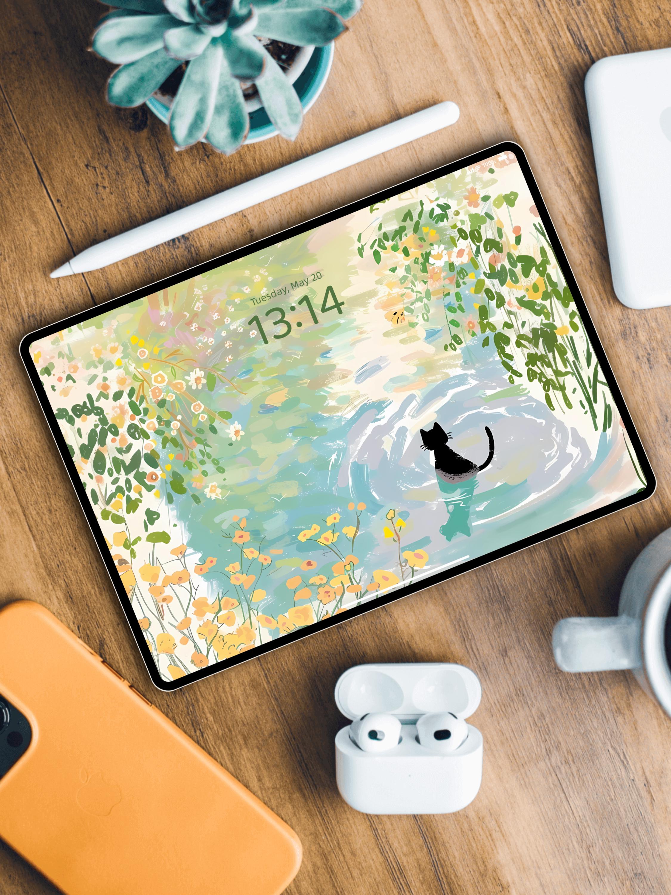 Cute Black Cat iPad Wallpaper Set | 4K Instant Digital Download | Lily ...