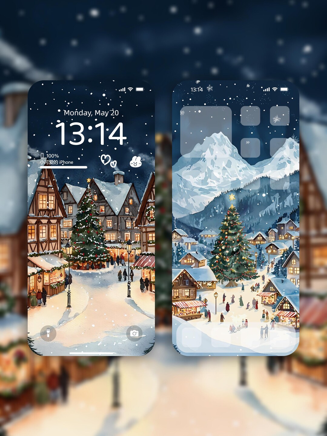 2 Christmas iPhone Wallpapers Set | High-resolution Digital Art