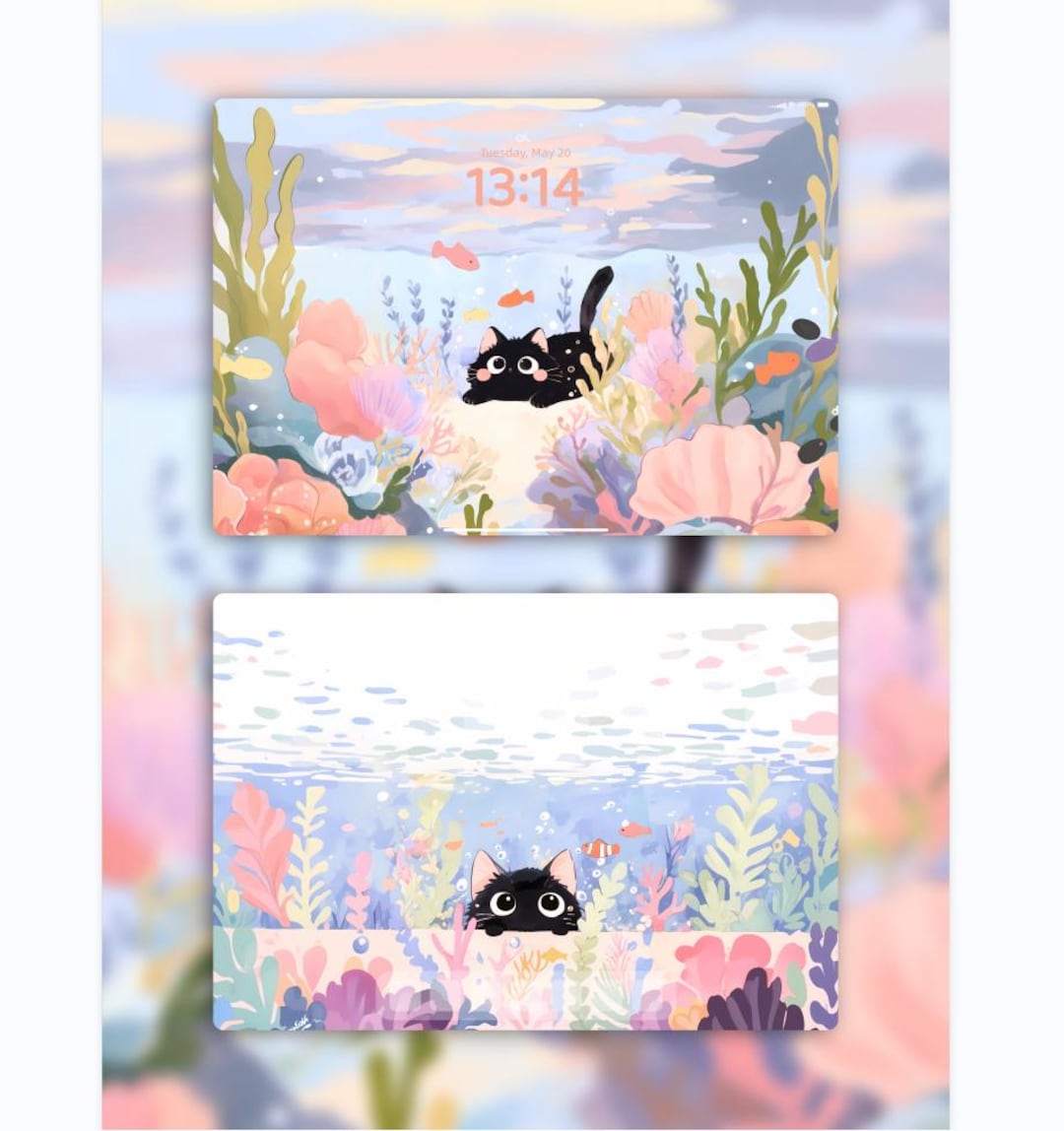 Cute Underwater Cat iPad Wallpaper | 8K Instant Digital Download ...