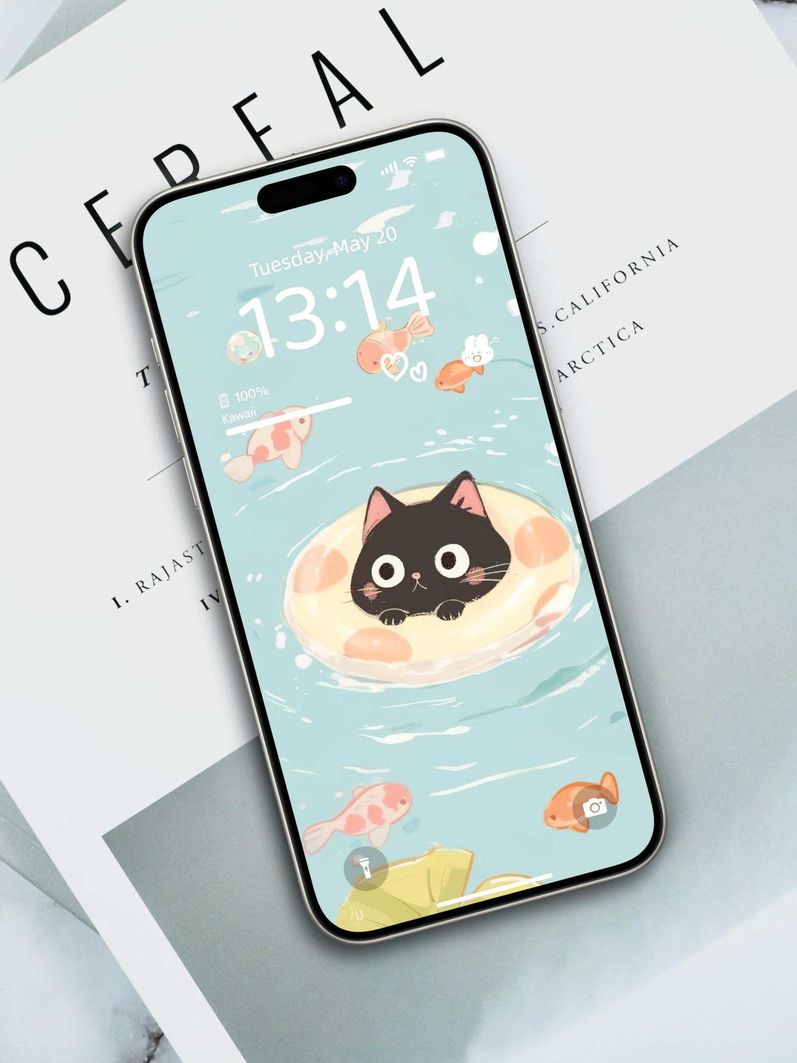 Cute Black Cat Swimming Wallpaper | iPhone 4K Instant Digital Download ...