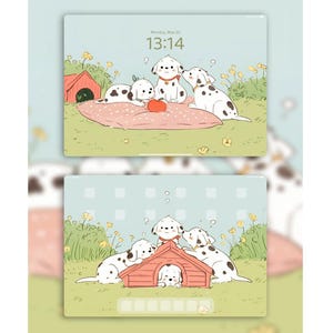 2 iPad Wallpapers Set | High-Resolution Digital Art | Instant Download | 4k Wallpapers | Spring | Cozy Wallpaper | Dog Wallpaper | Cute