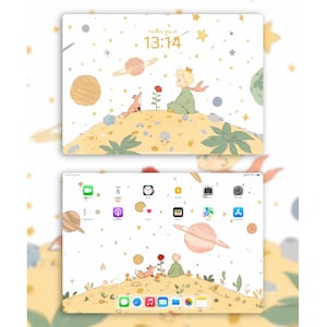 Sfondo desktop per iPad "Il piccolo principe" / Scena di pianeta stellato / Sfondo digitale fantasy stravagante / Carino celeste / Download immediato 4K