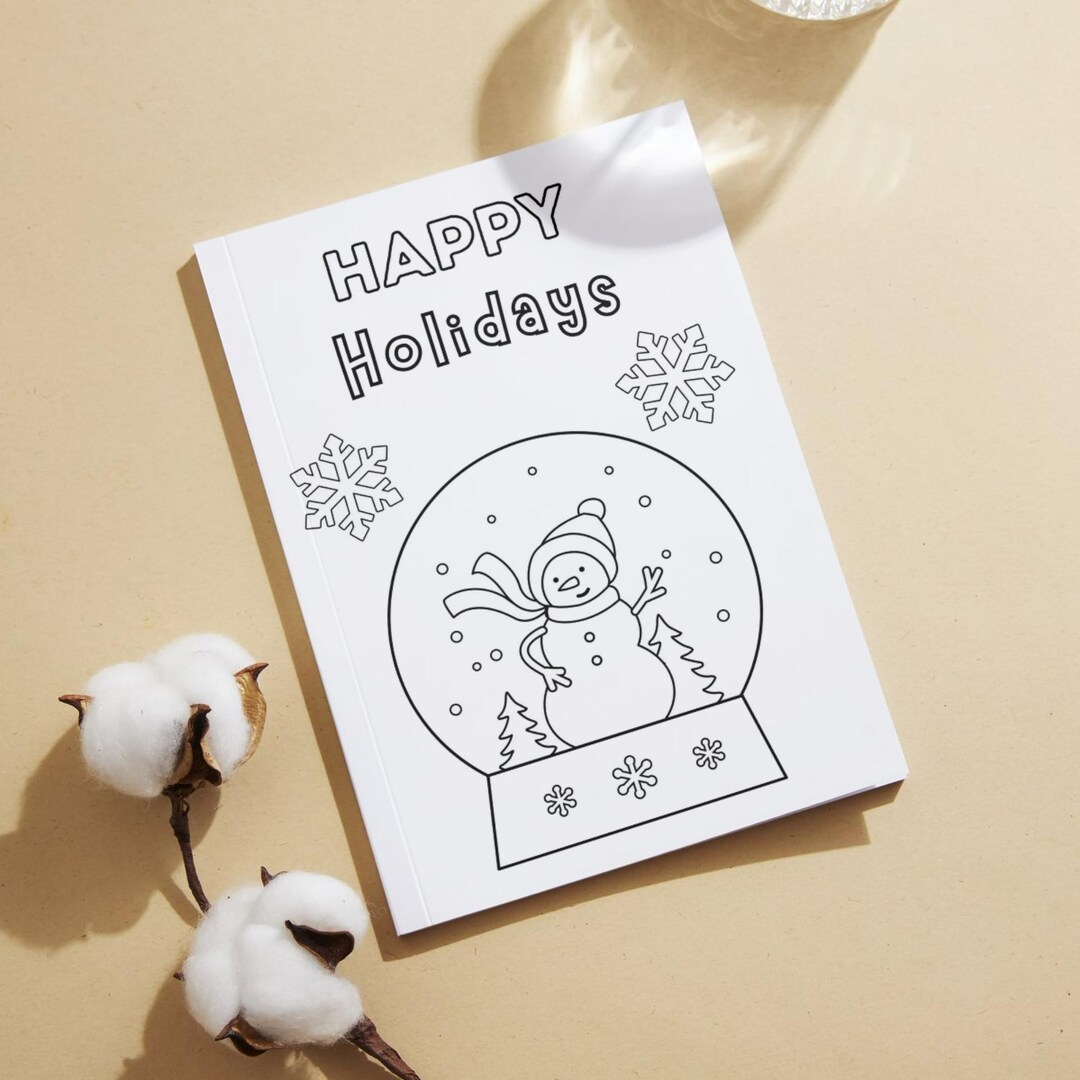 Snow Globe Christmas Card: Color Your Own Snowman (PDF) - Etsy