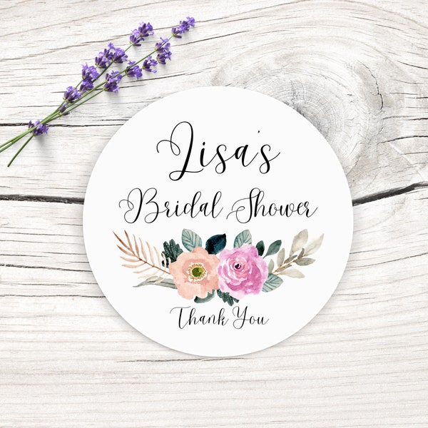 Floral Bridal Shower sticker printable, Bridal Shower labels editable template, mason jar label, instant download