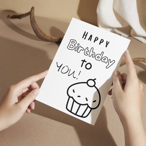 Colorez votre propre carte de voeux de petit gâteau de joyeux anniversaire, cadeau d'anniversaire imprimable, téléchargement immédiat