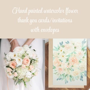 Cartes de remerciement de mariage personnalisées, faire-part de mariage personnalisé bouquet de fleurs à l'aquarelle, faire-part de mariage peints à la main, lot de 25