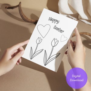 Scheda da colorare con tulipani pasquali: fiori primaverili fai da te (download digitale)