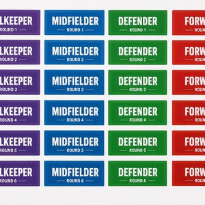 Etiquetas para el Draft de Fantasía de la Bundesliga 2026-27 / Pegatinas de jugadores con código de color (Descarga digital)