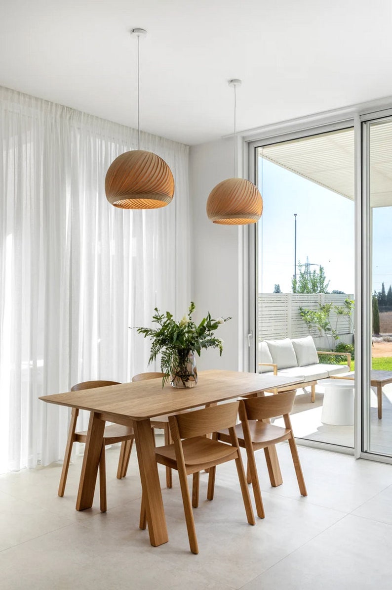 Wood Pendant Lamp Kitchen Island Lamp Veneer Lampshade - Etsy