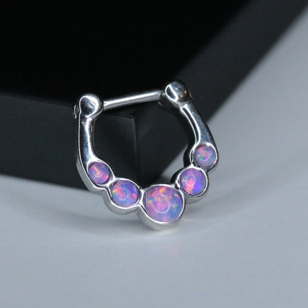 Opal Nose Hoops 2-Pack Opal Nose Rings - 18g 20g Surgical Steel Hinged Segment Rings For Septum & Cartilage Septum Nose Rings - Foto 4