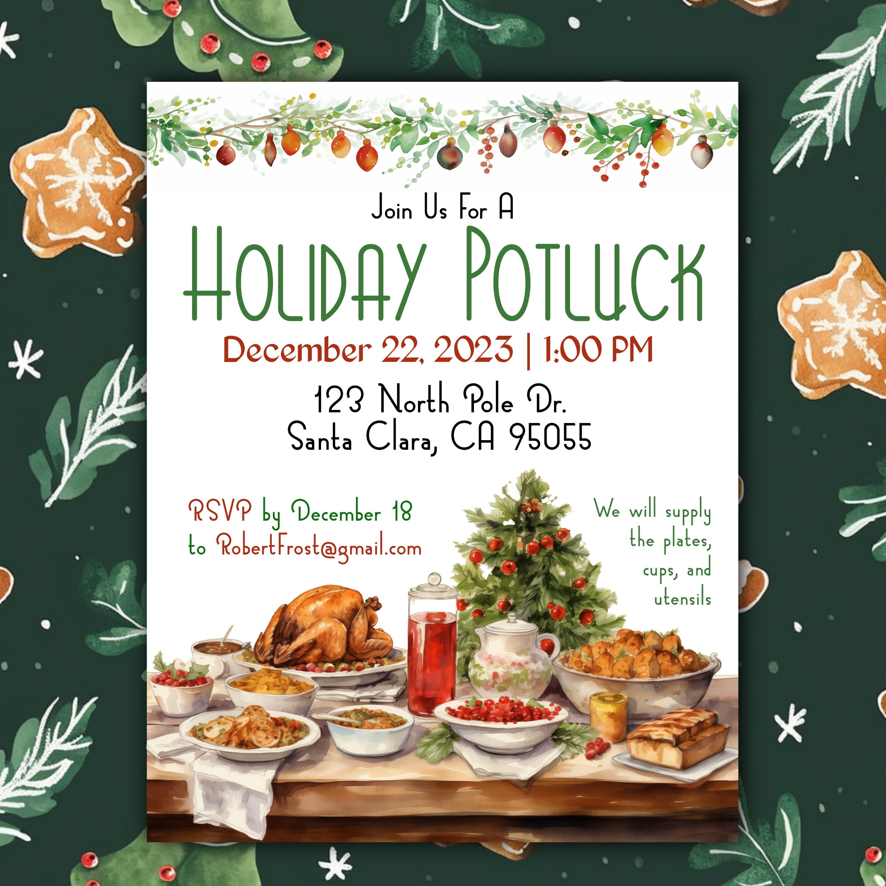 Editable Holiday Potluck Flyer Etsy Editable Holiday Potluck Flyer Etsy