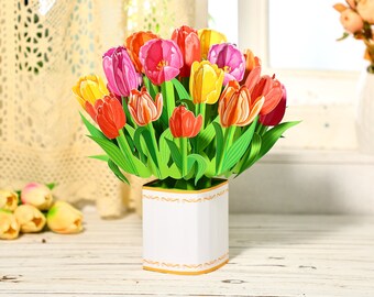 Tulip pop up bouquet,Easter gift, Anniversary  Bouquet,Birthday, Girlfriend, Wife, Mother day love forever gift,Mother's Day Tulip bouquet