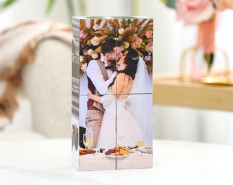 Cubo de fotos infinito personalizado, regalo de cumpleaños para ella, regalo de aniversario, regalo de cubo de fotos personal, idea de foto de boda, decoración del hogar, Día de la Madre