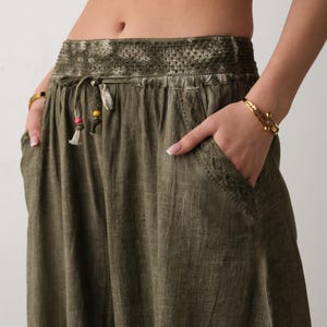 Boho Cotton Pants | Flowy Summer Wide Leg Trousers | Lightweight Beachwear | Yoga Pants