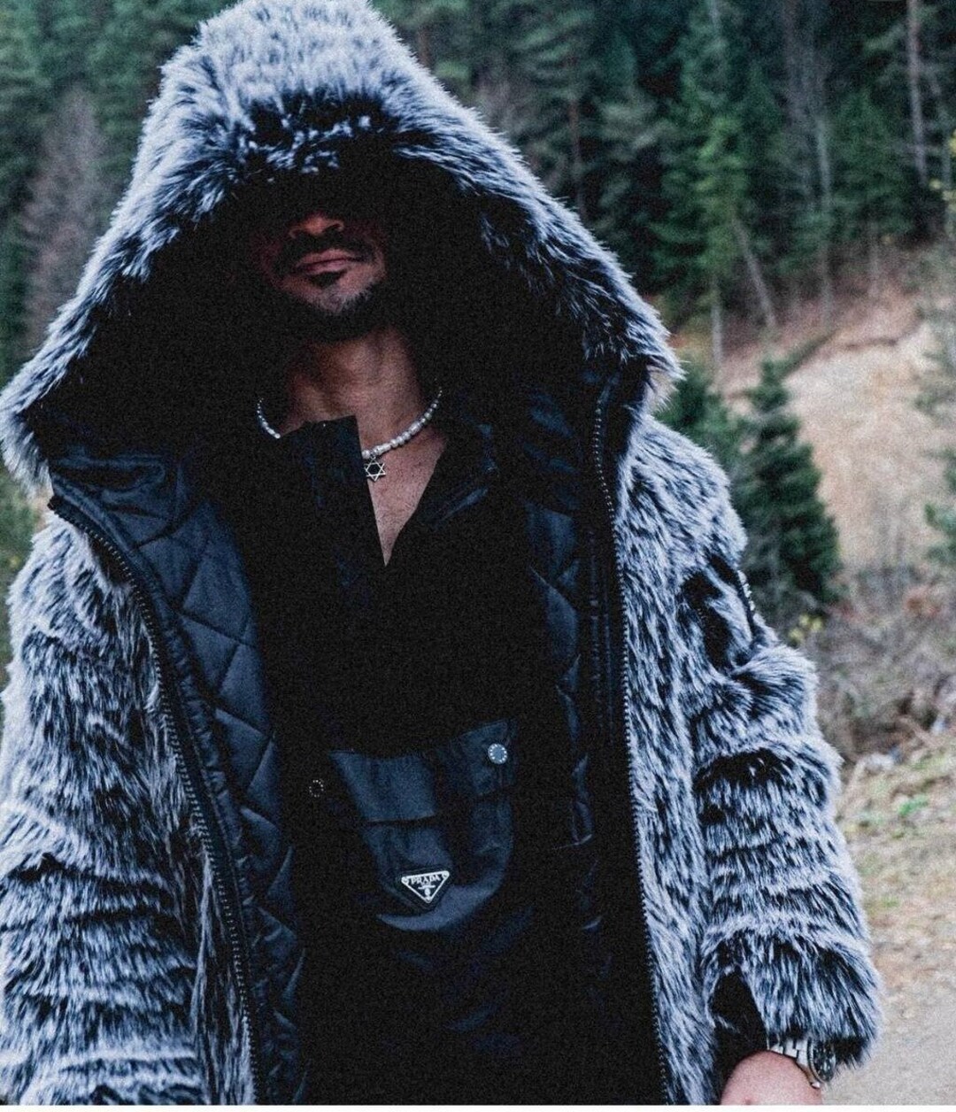 Gray Fur Coat, Faux Fur Coat, Oversized Winter Coat, Long Sleeves ...