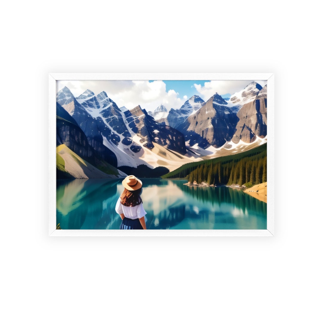 Mountain Lake View Wall Art Etsy