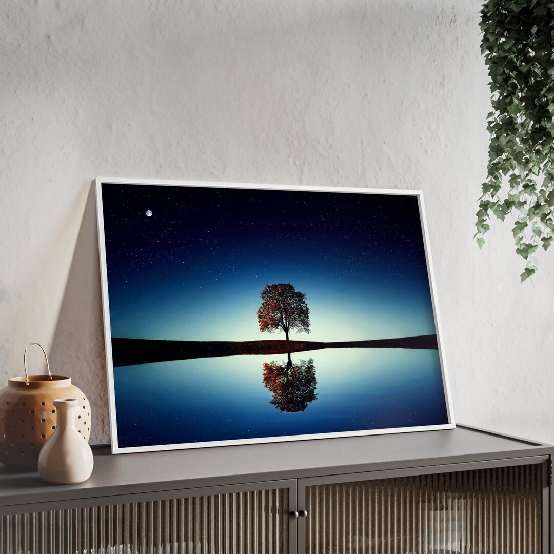 Tree Reflection Night Lake Tree Reflection Clear Night Sky - Etsy