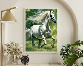 Majestic Gallop: Evocative and simple, highlighting the grandeur of the horse, Watercolor Clipart Horse Portrait,Digital Download PDF