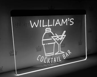 Custom bar LED Sign: Cocktail bar lights | RGB Colors with remote