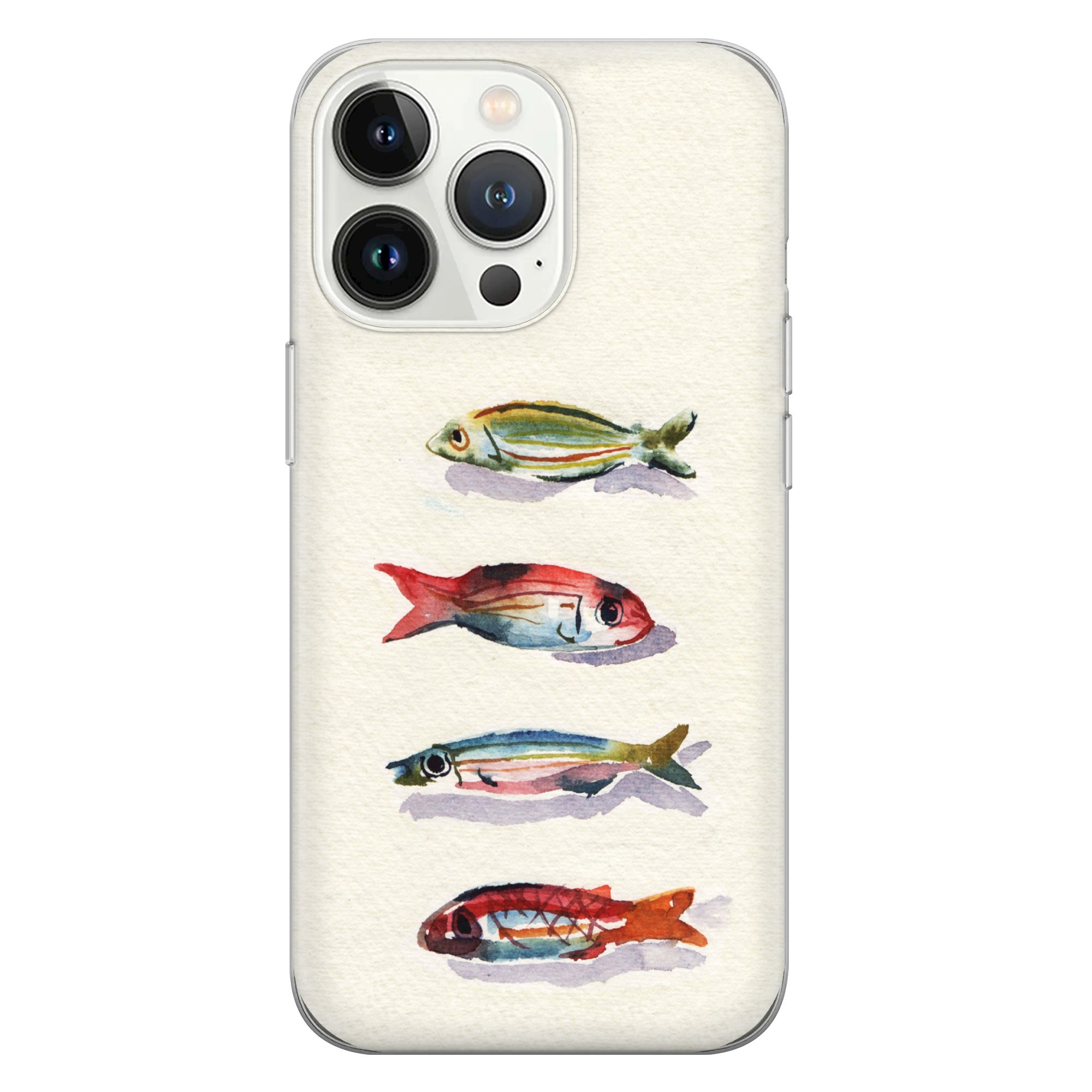 Cute Sardines Phone Case Fish Marine Mediterranean Watter Color Cover