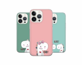 Couple matching Phone Case Love Cute Dinosaur Cover Aesthetic Friend for iPhone 15 14 13 12, Samsung S23 S22 A74 A54 A14, Pixel 8 Pro 7A