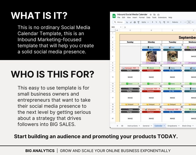 2024 Social Media Calendar Template for Inbound Marketing Designed