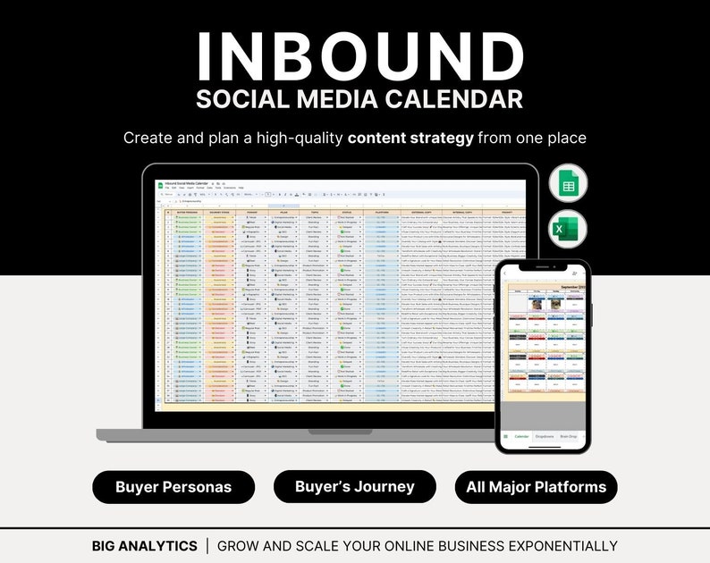 2025 Social Media Calendar Template for Inbound Marketing Designed