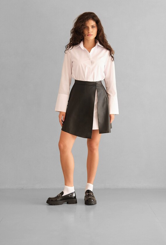 Elegant Black Basque Skirt Eco Leather Stylish Skirt Women s Basque Skirts Stylish Leather Skirt Vegan Leather Black Skirt Mini Skirt Etsy