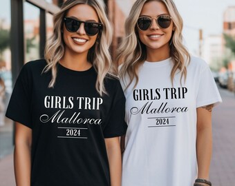 Personalisierbare Girls Trip Shirts, Mädels Trip Shirt, Mädels on Tour Shirt, Mallorca Shirts, Party Shirts für Frauen, Gruppenshirts