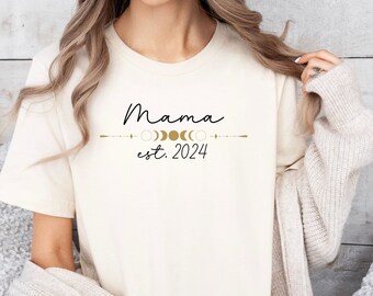 Personalisiertes Mama T-Shirt, Celestial Mama Shirt, Geschenk werdende Mütter, Muttertagsgeschenk, Personalisiertes Mama Shirt