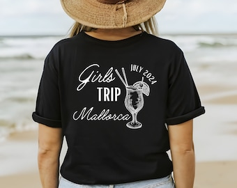 Personalisierbare Girls Trip Shirts, Mädels Trip Shirt, Mädels on Tour Shirt, Mallorca Shirts, Party Shirts für Frauen, Gruppenshirts